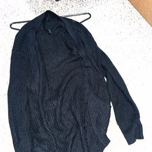 Papaya Black Open-Front Ribbed Cardigan